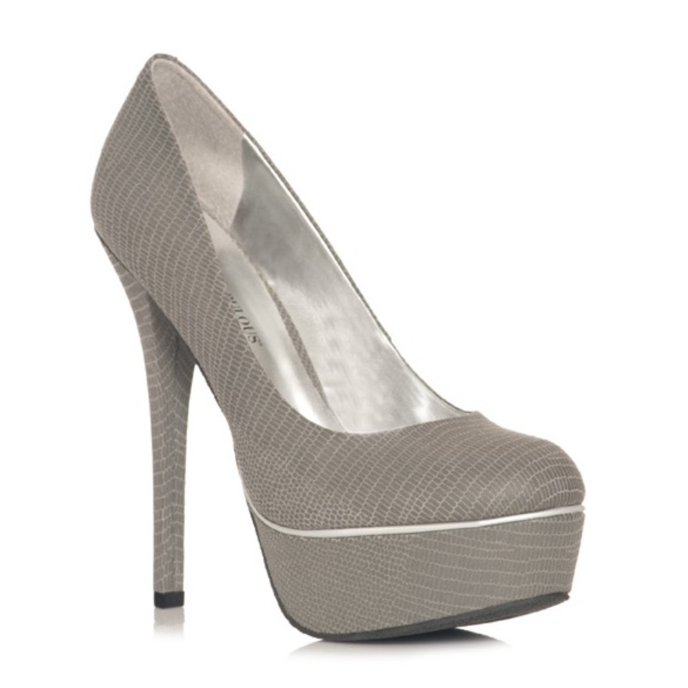 JustFab Enid Grey Snake Print Pumps